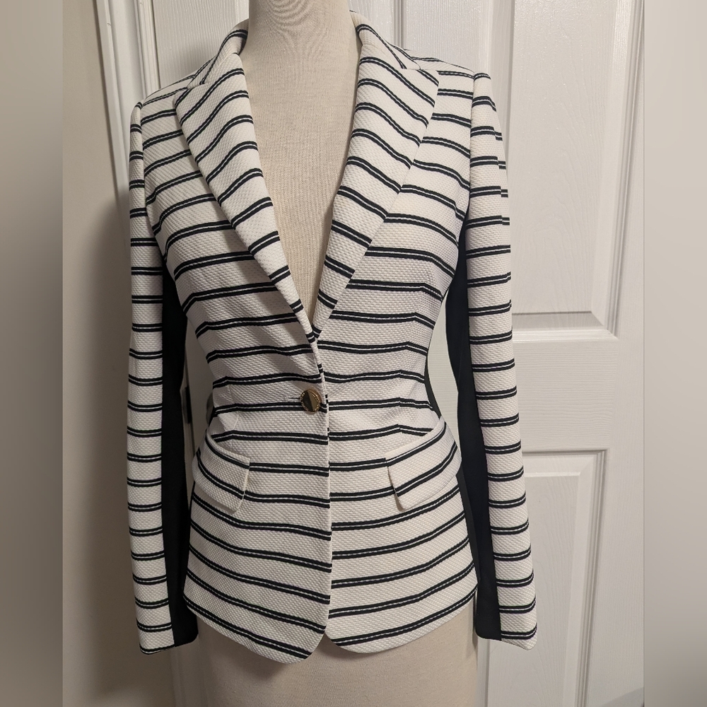 Ivanka Trump Black and White Striped Blazer